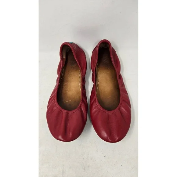 Tieks by Gavrieli Cardinal Red Leather Ballet Flats Size 9 Signature Teal Sole - Picture 3 of 16